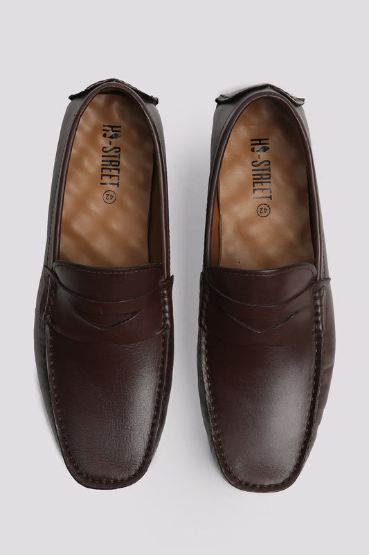 BROWN LEATHER MOCCASIN SHOES