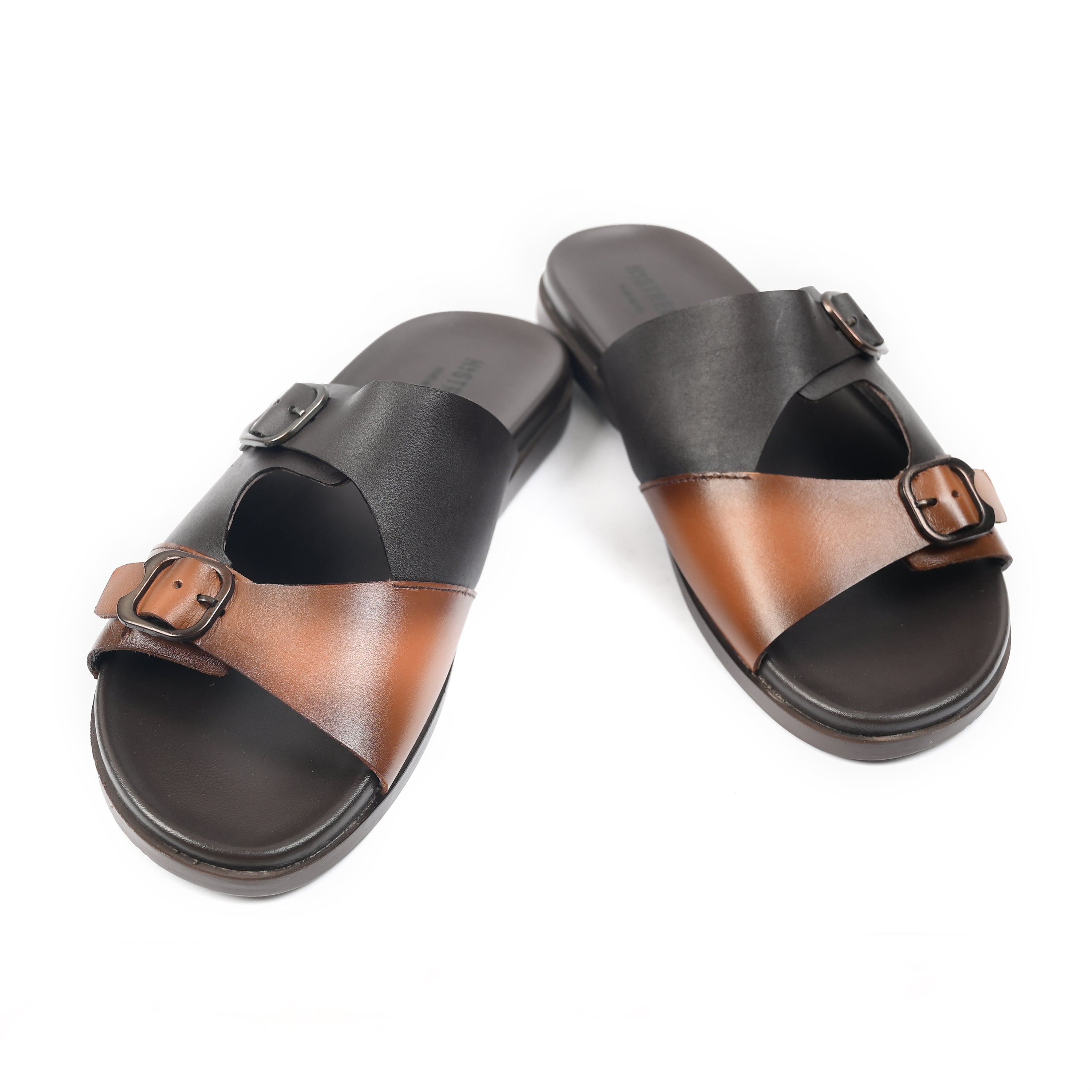 DOUBLE BUCKLE LEATHER SLIPPER