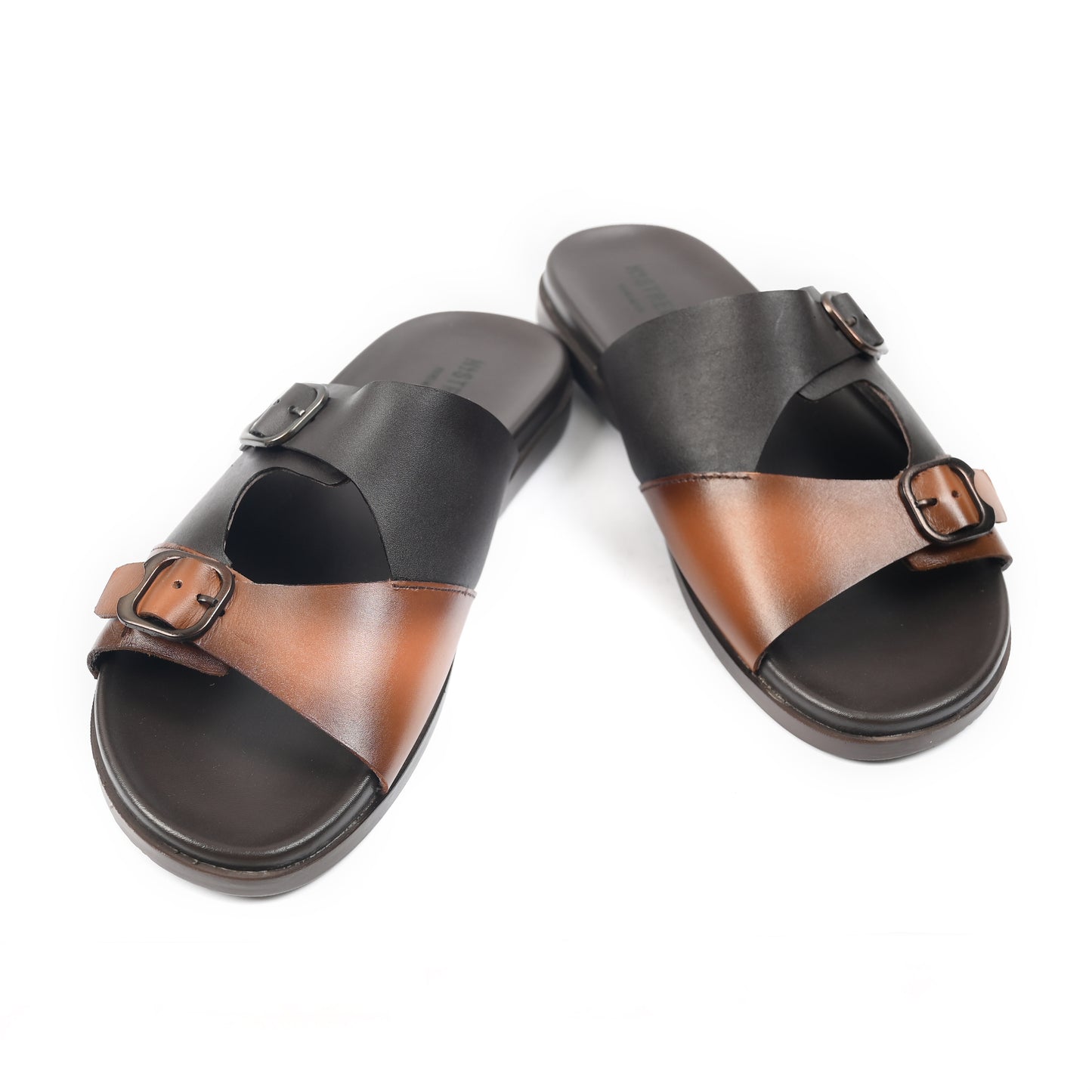 DOUBLE BUCKLE LEATHER SLIPPER