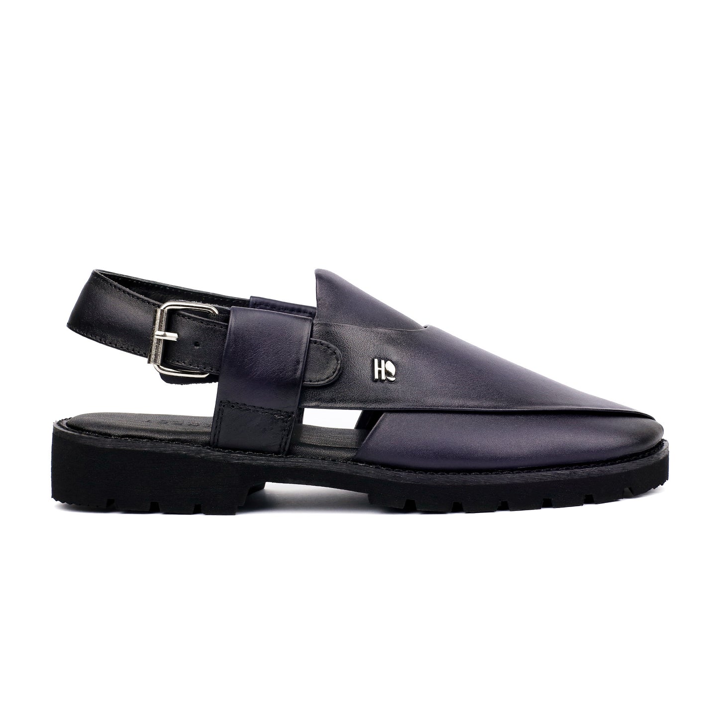 NAVY LEATHER TWO TONE SANDAL