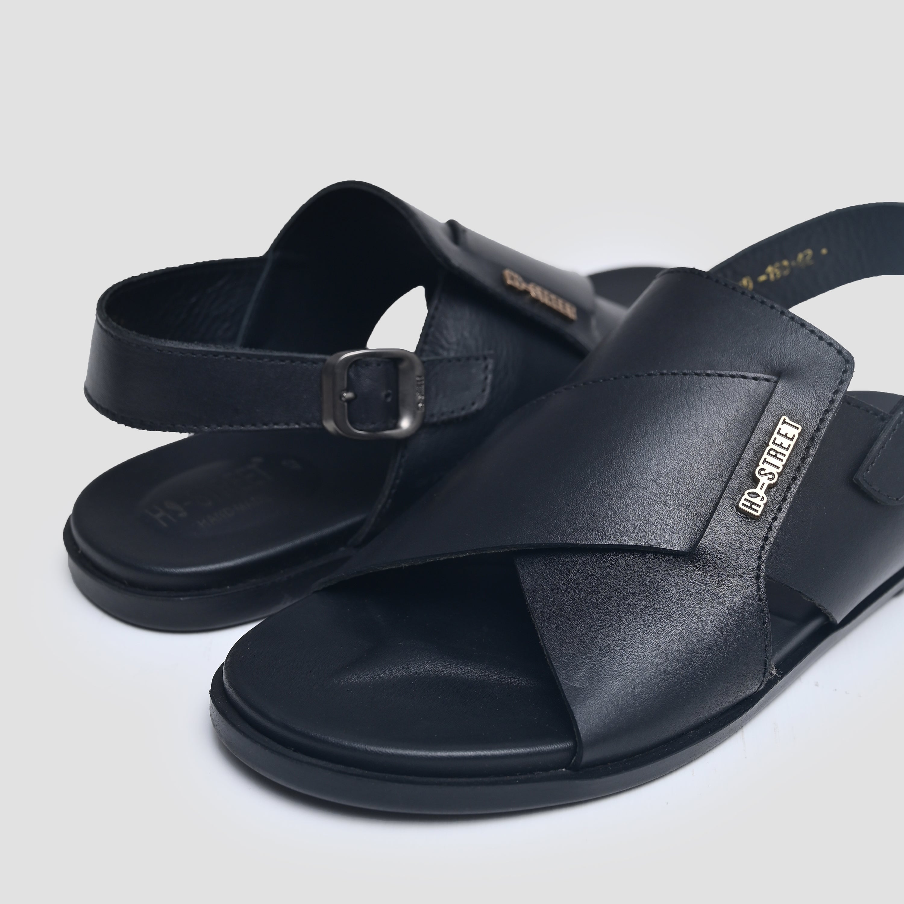 BLACK LEATHER COMFORT SANDAL