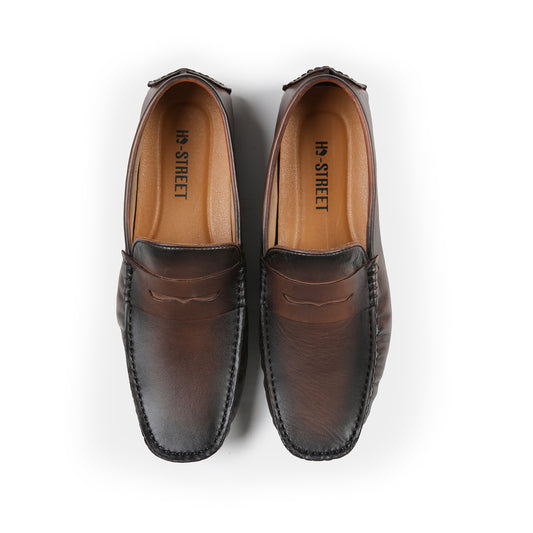 TWO TONE LEATHER MOCCASINS