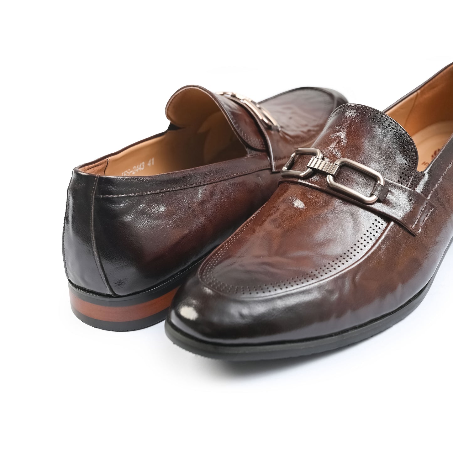 BROWN TEXTURED DOTTED SHOES