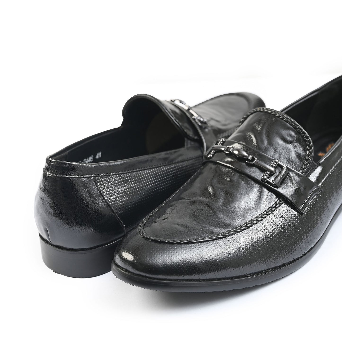 BLACK FAUX PATENT SHOES
