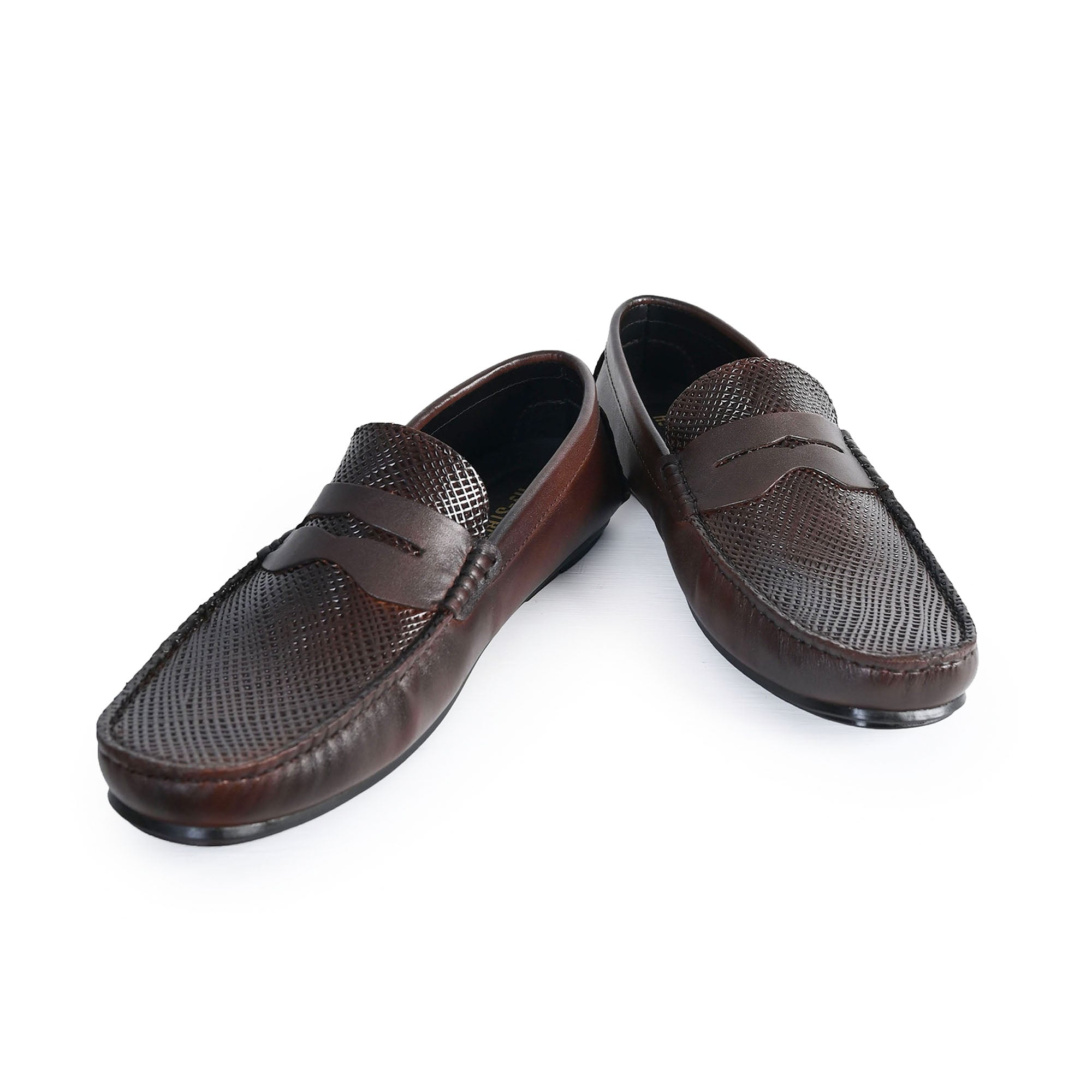 BROWN TEXTURED LEATHER SHOES