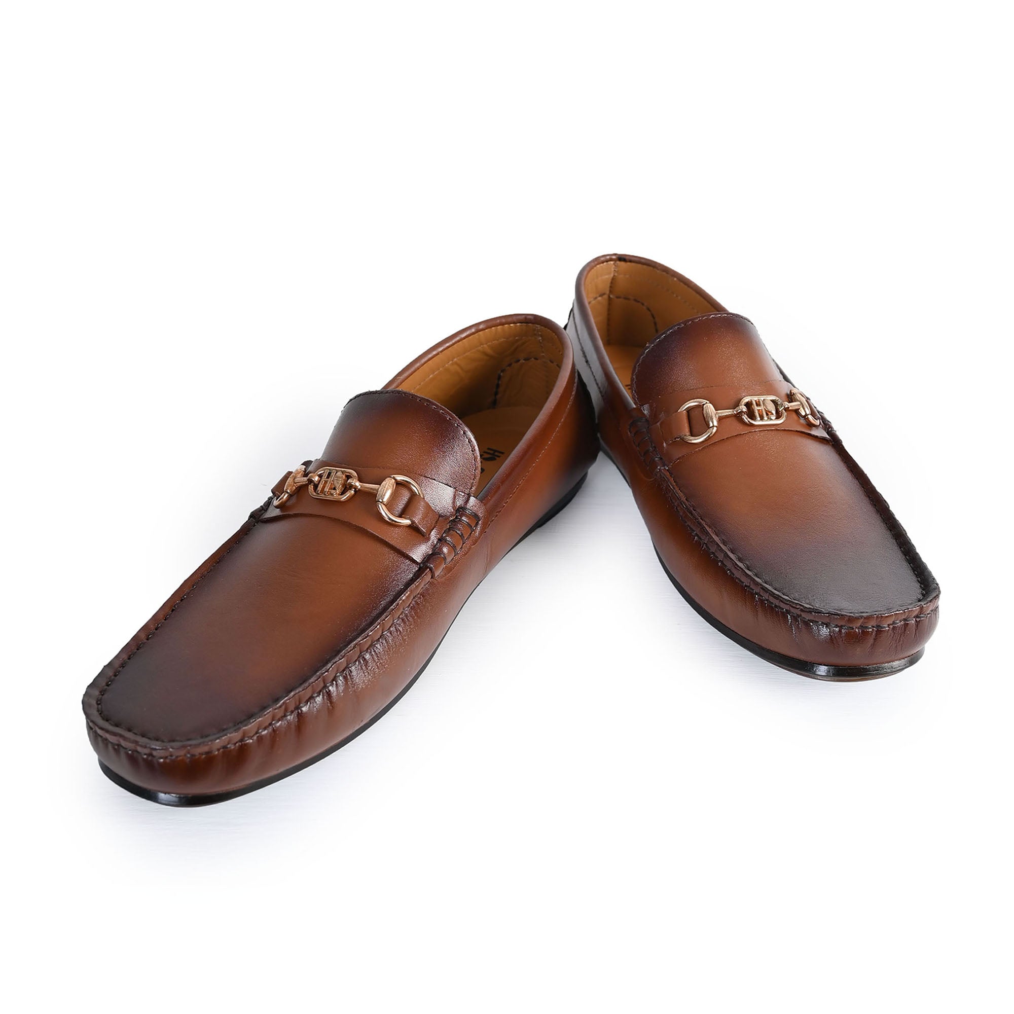 BROWN LEATHER BUCKLE MOCCASIN