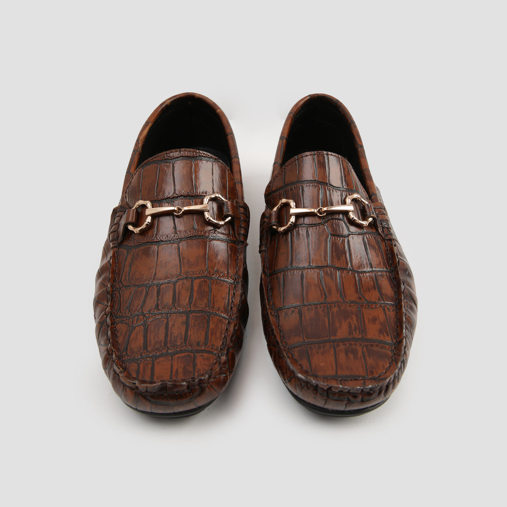BROWN TEXTURED LEATHER SHOES