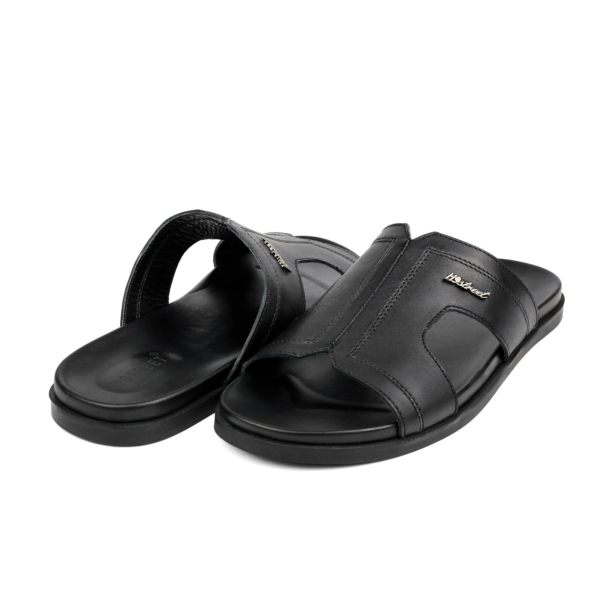BLACK ANILINE LEATHER SLIPPER