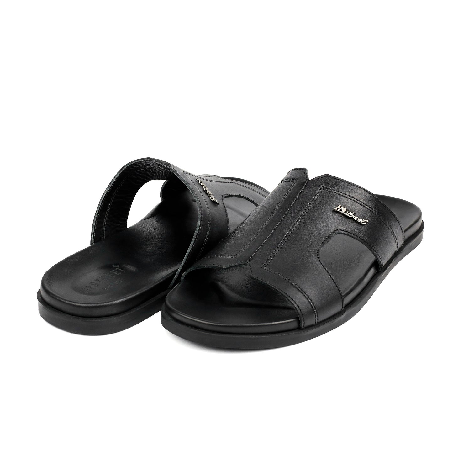 BLACK ANILINE LEATHER SLIPPER