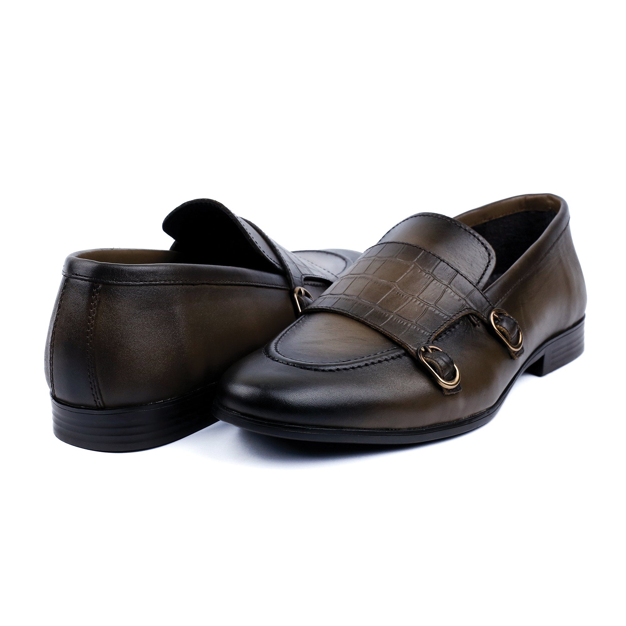 DOUBLE BUCKLE LEATHER SHOES