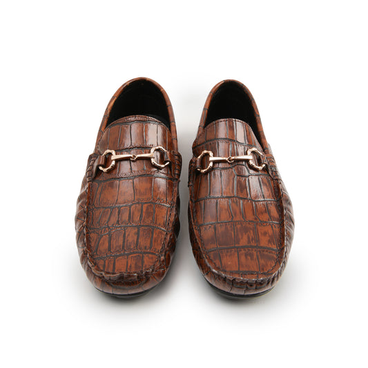 BROWN TEXTURED LEATHER SHOES