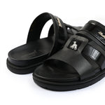 black leather chappal