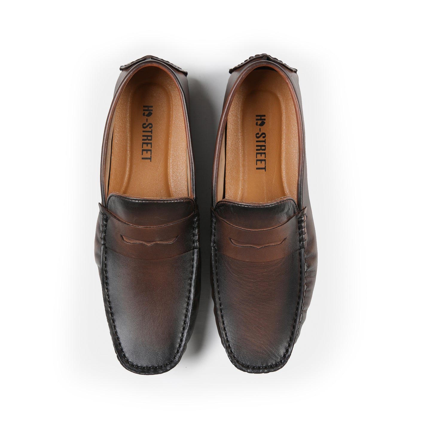 TWO TONE LEATHER MOCCASINS