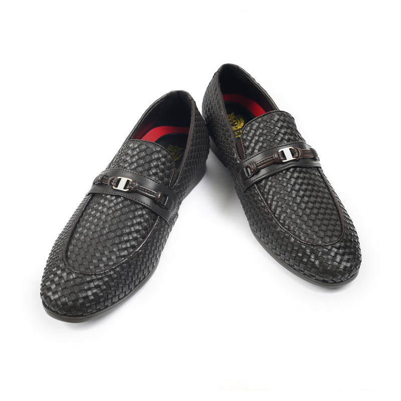 BROWN BRAIDED LEATHER SHOES