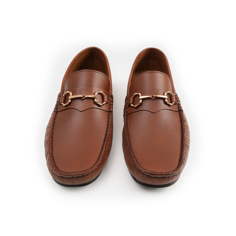 BROWN MOCCASIN WITH GOLDEN BUCKLE