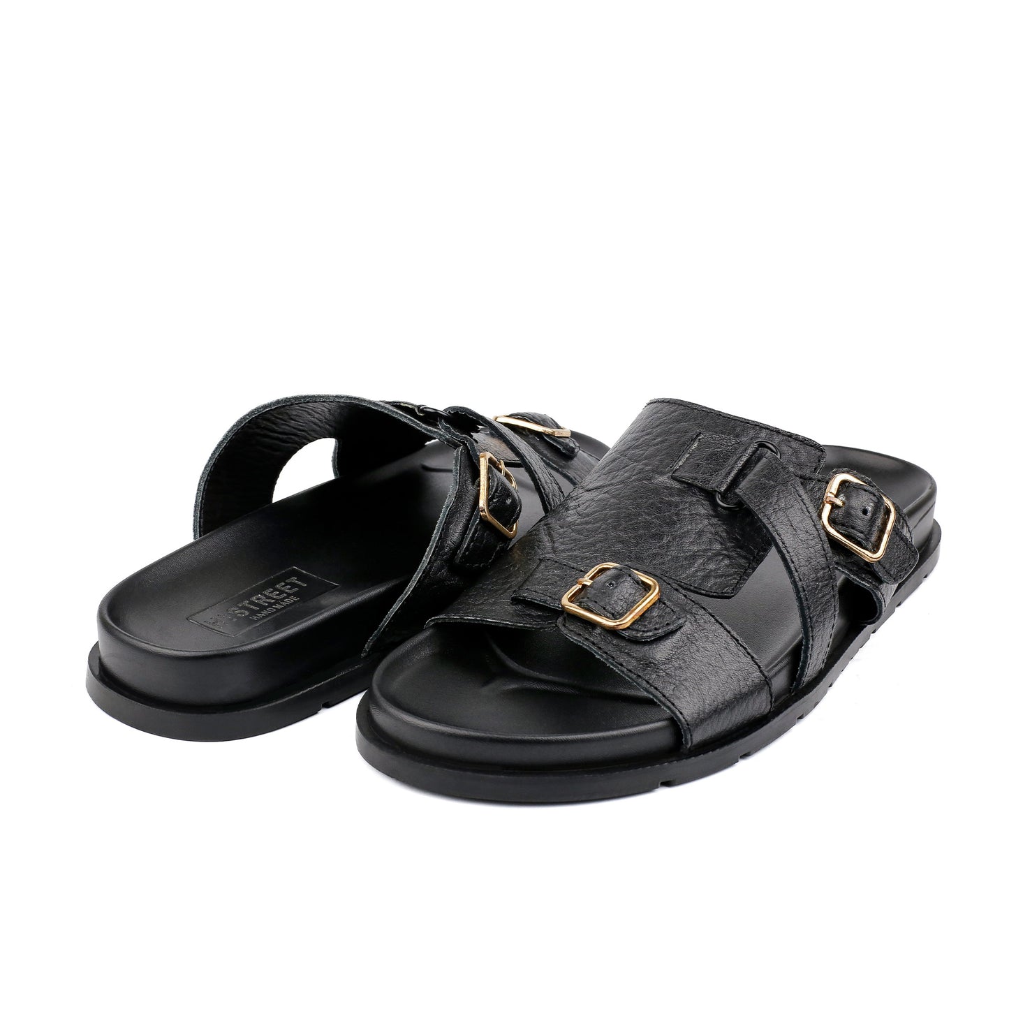 BLACK LEATHER EVA SLIPPER
