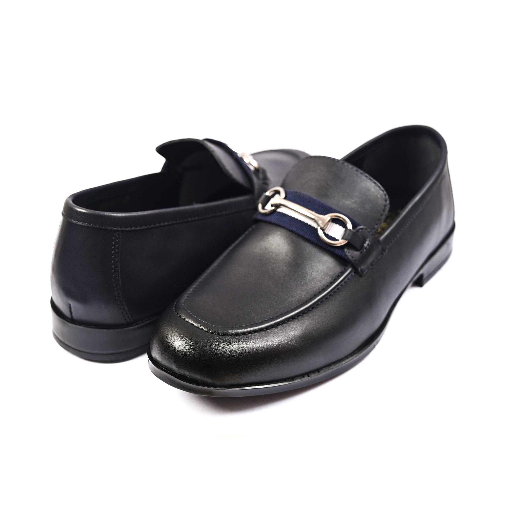NAVY ANILINE LEATHER SHOES