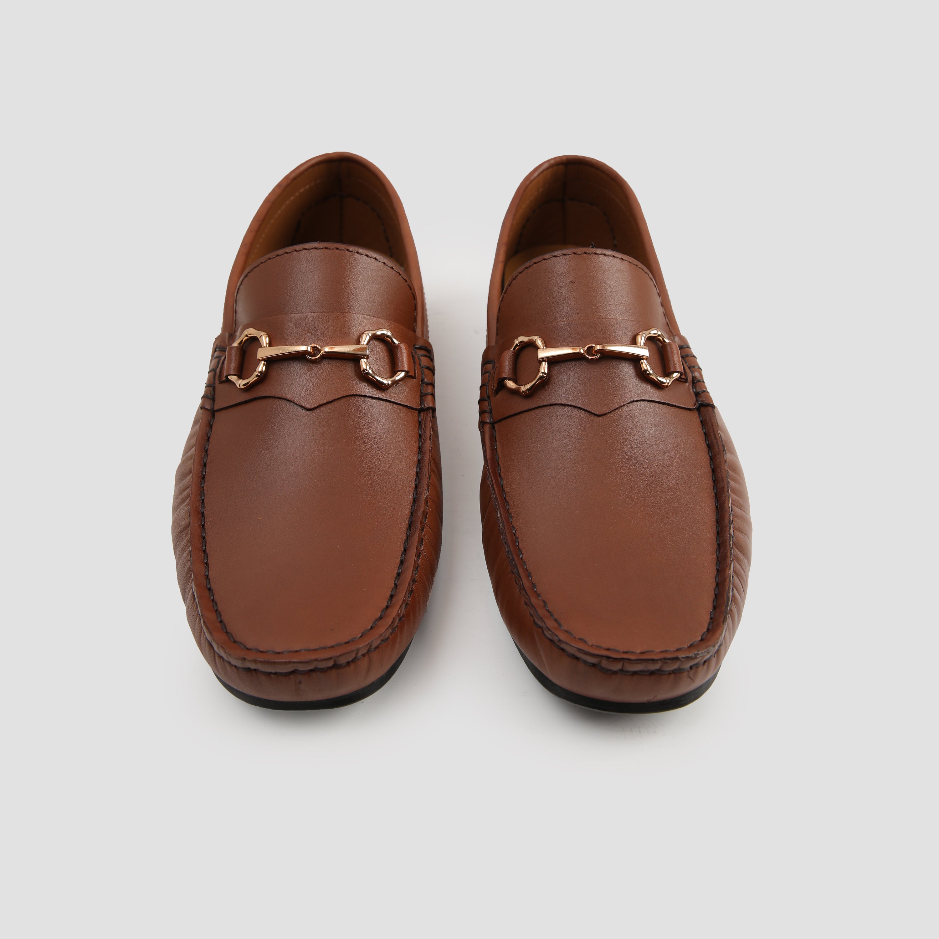 BROWN MOCCASIN WITH GOLDEN BUCKLE