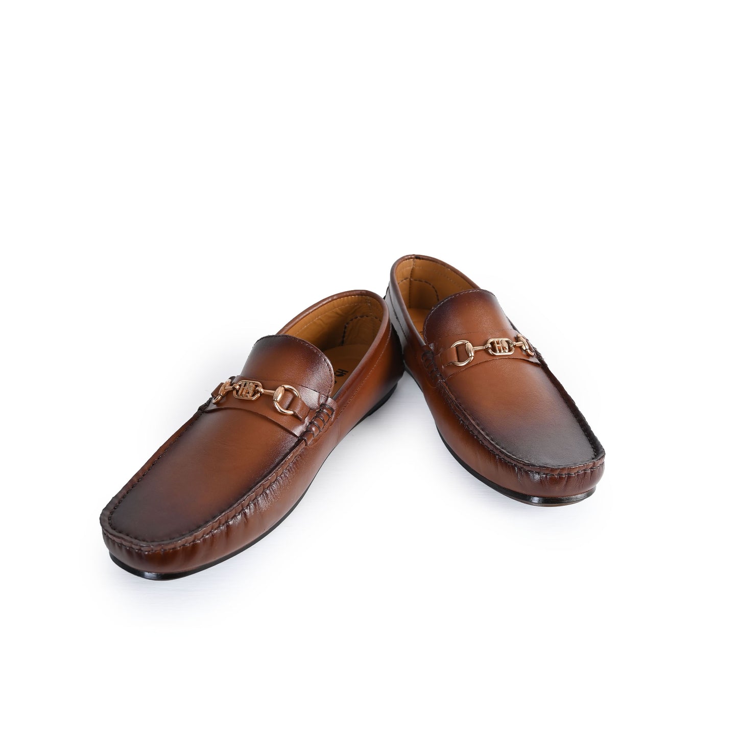 BROWN LEATHER BUCKLE MOCCASIN