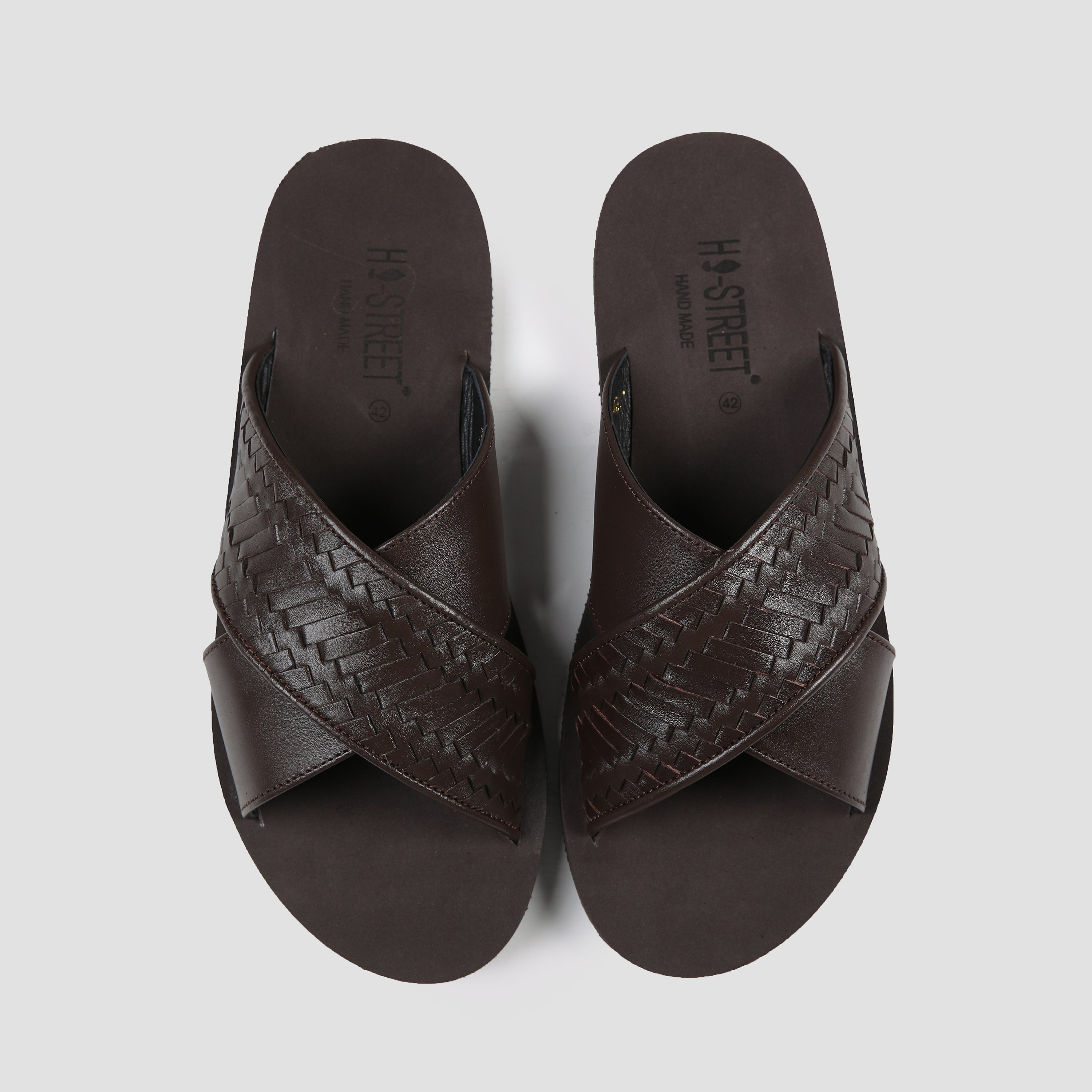 BROWN CROSS STRIPE COMFORT SLIPPER