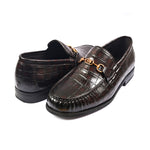 BROWN CROCO TEXTURED SHOES