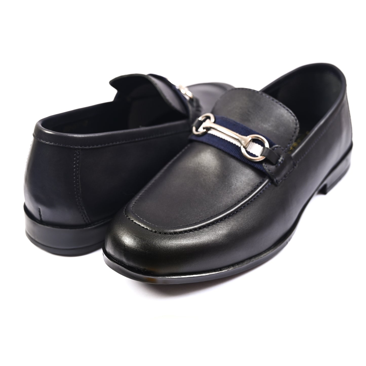 NAVY ANILINE LEATHER SHOES