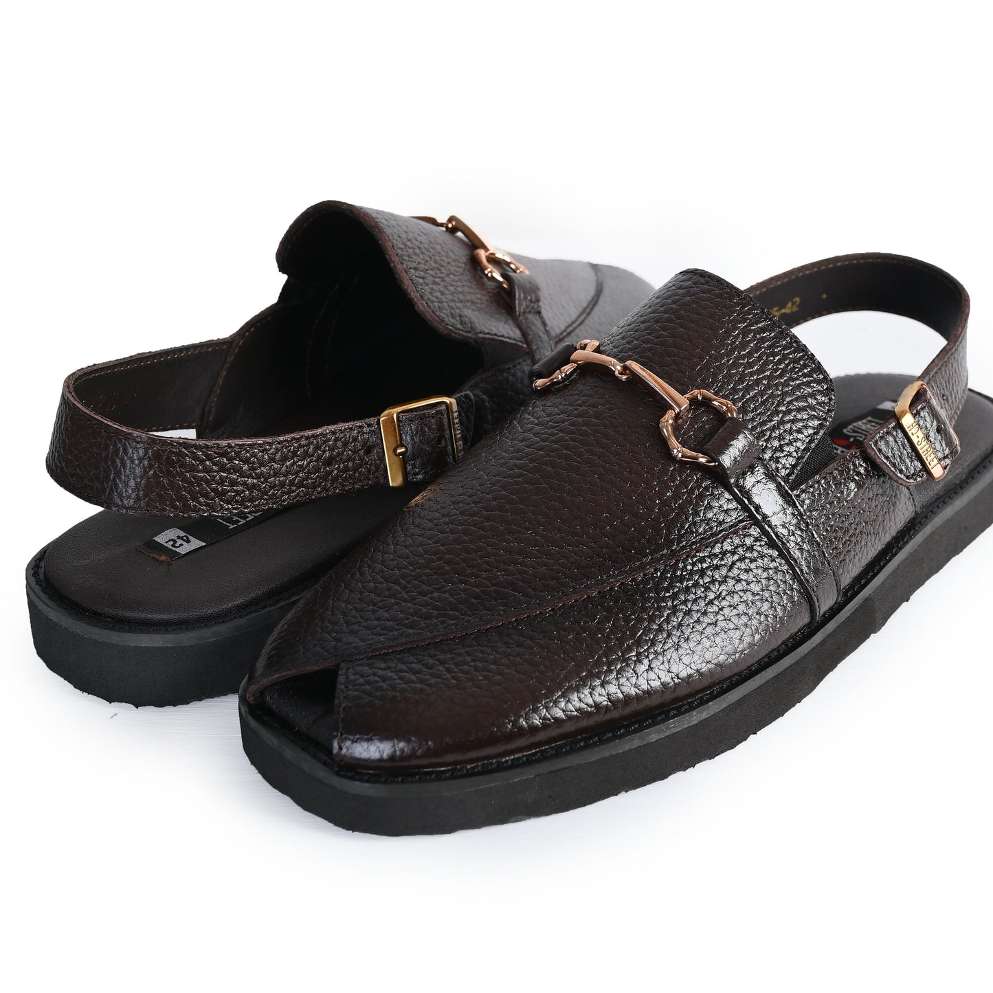 BROWN MILT LEATHER SANDAL