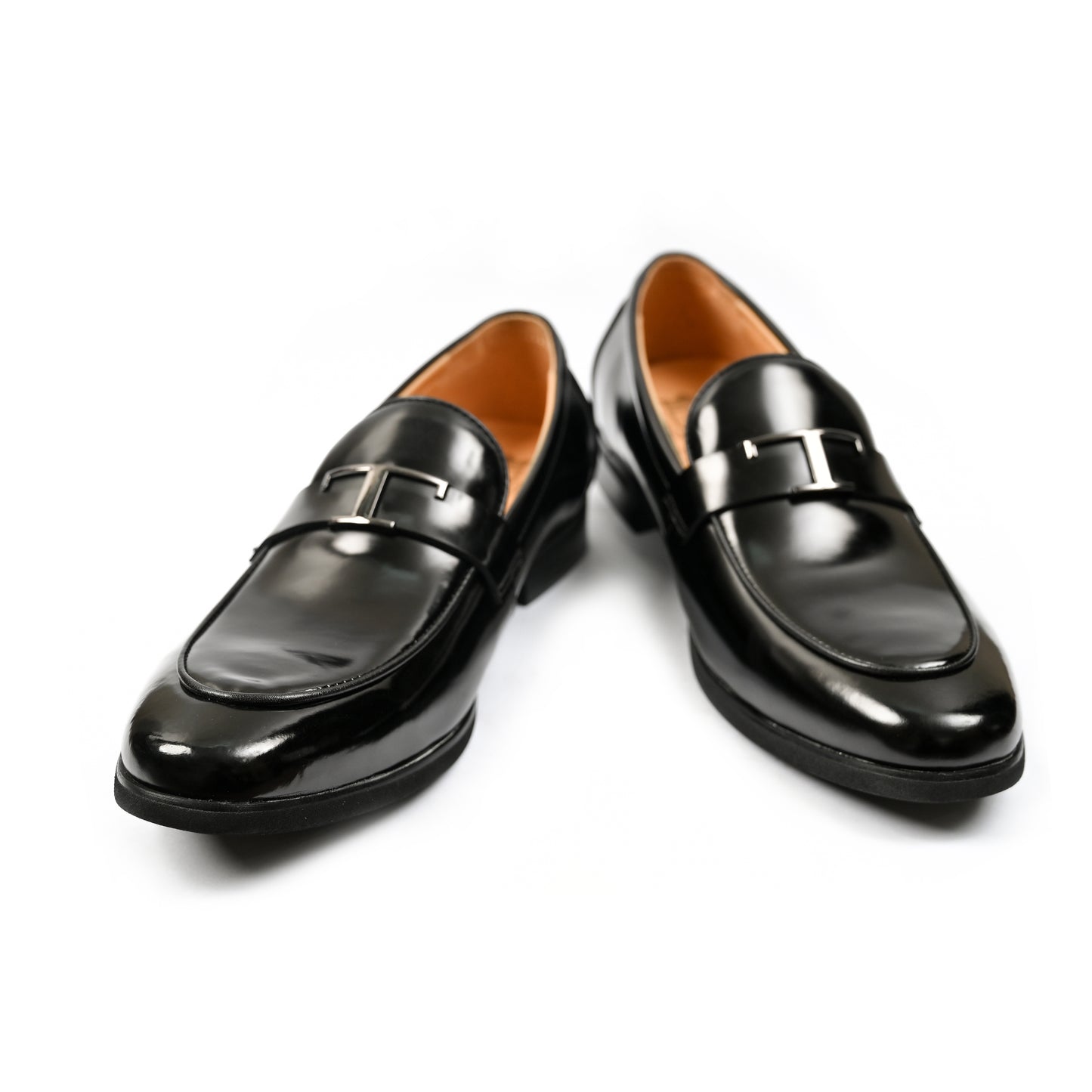 BLACK PATENT BUCKLE SHOES