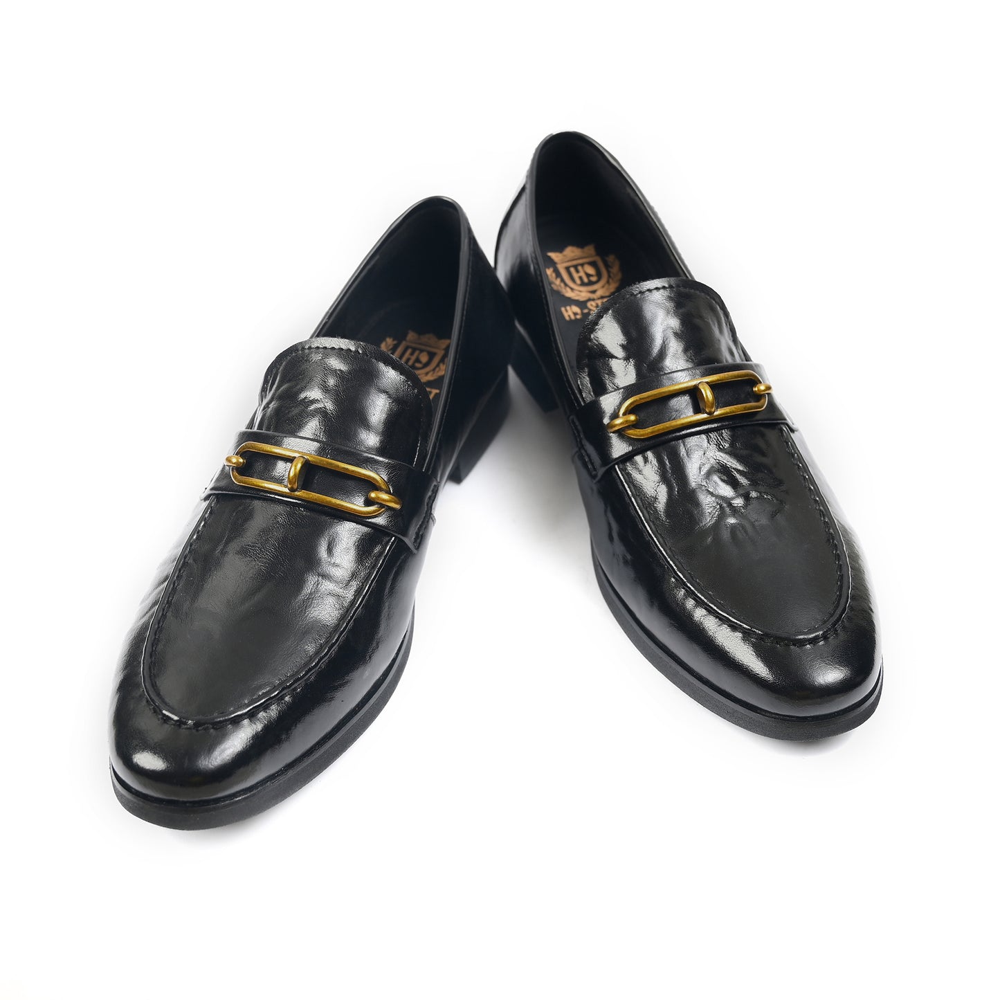 BLACK PATENT BUCKLE SHOES