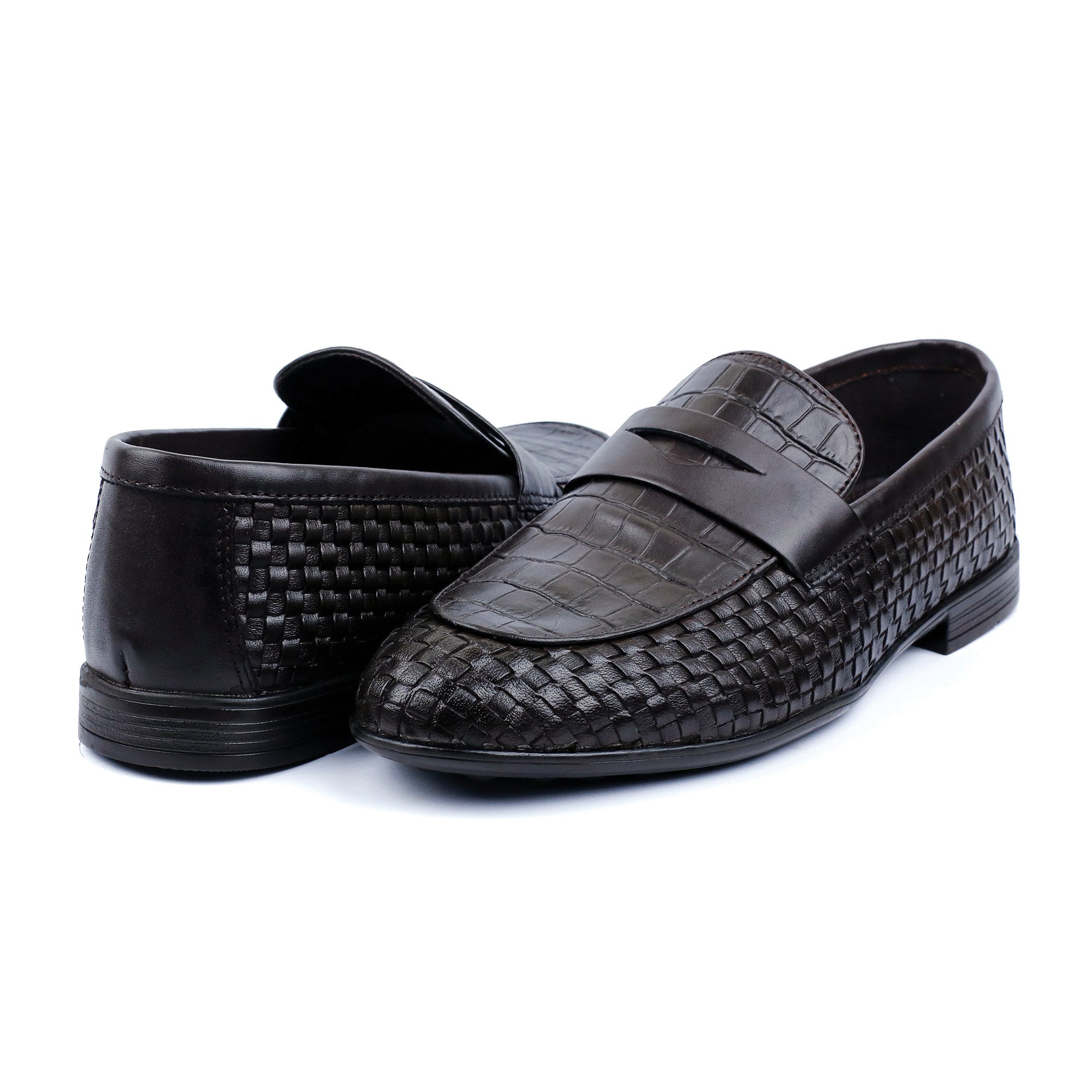 TEXTURED LEATHER BROWN SHOES