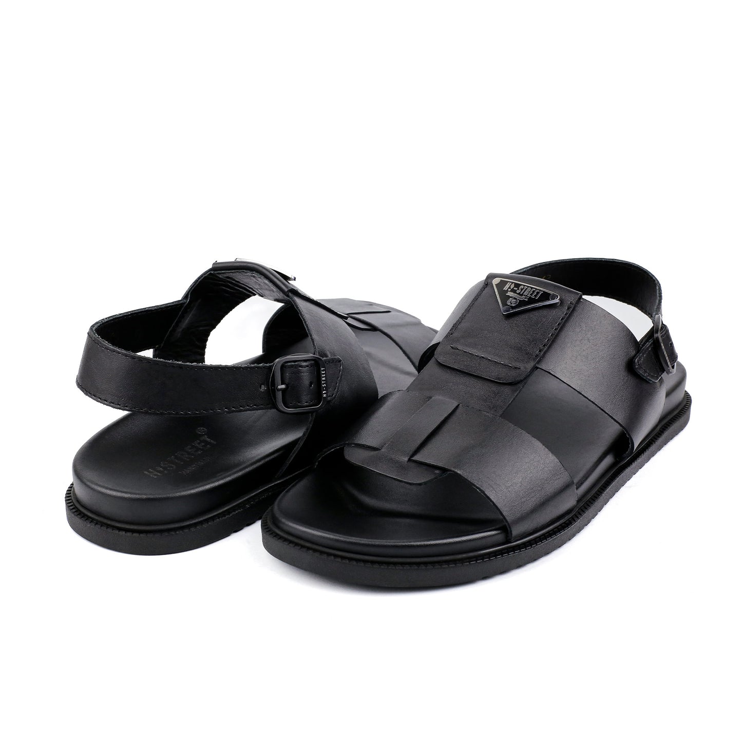 BLACK ANILINE LEATHER SANDAL