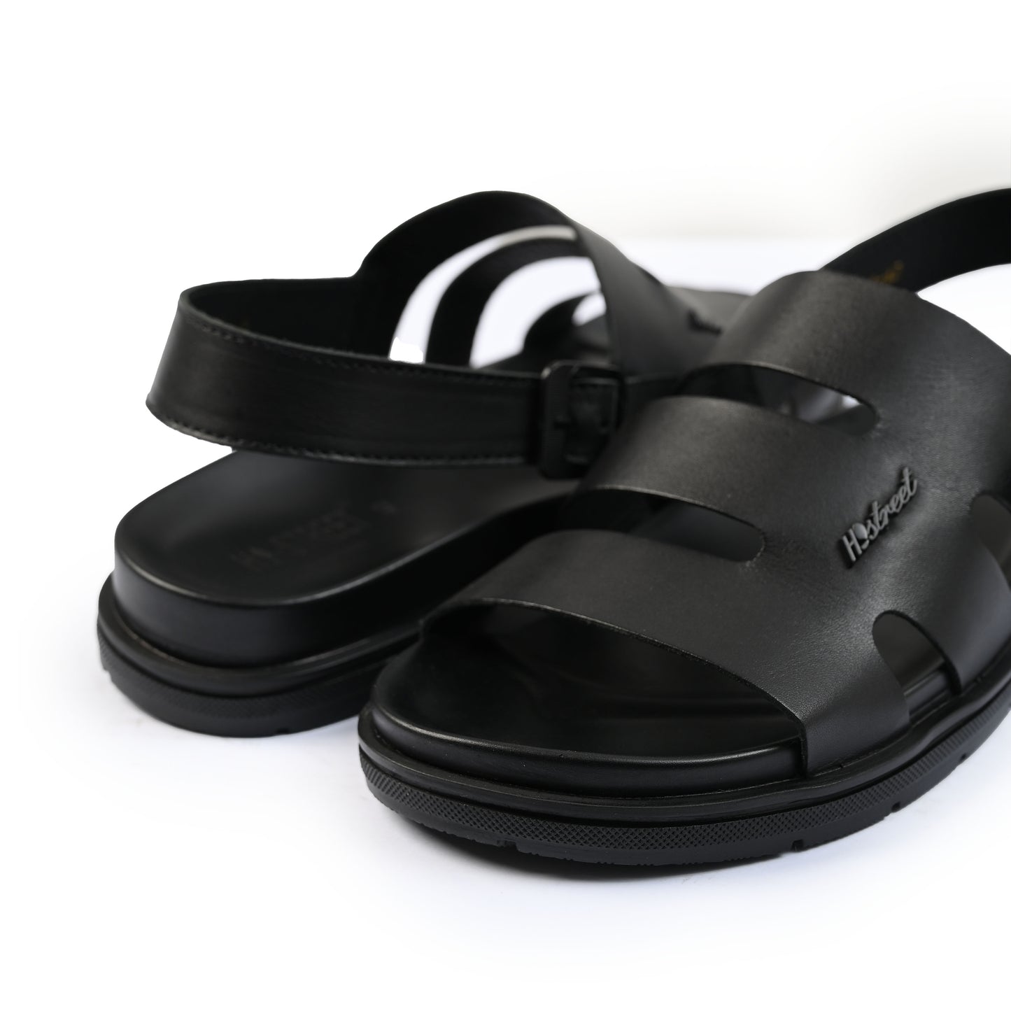 BLACK ANILINE LEATHER SANDAL