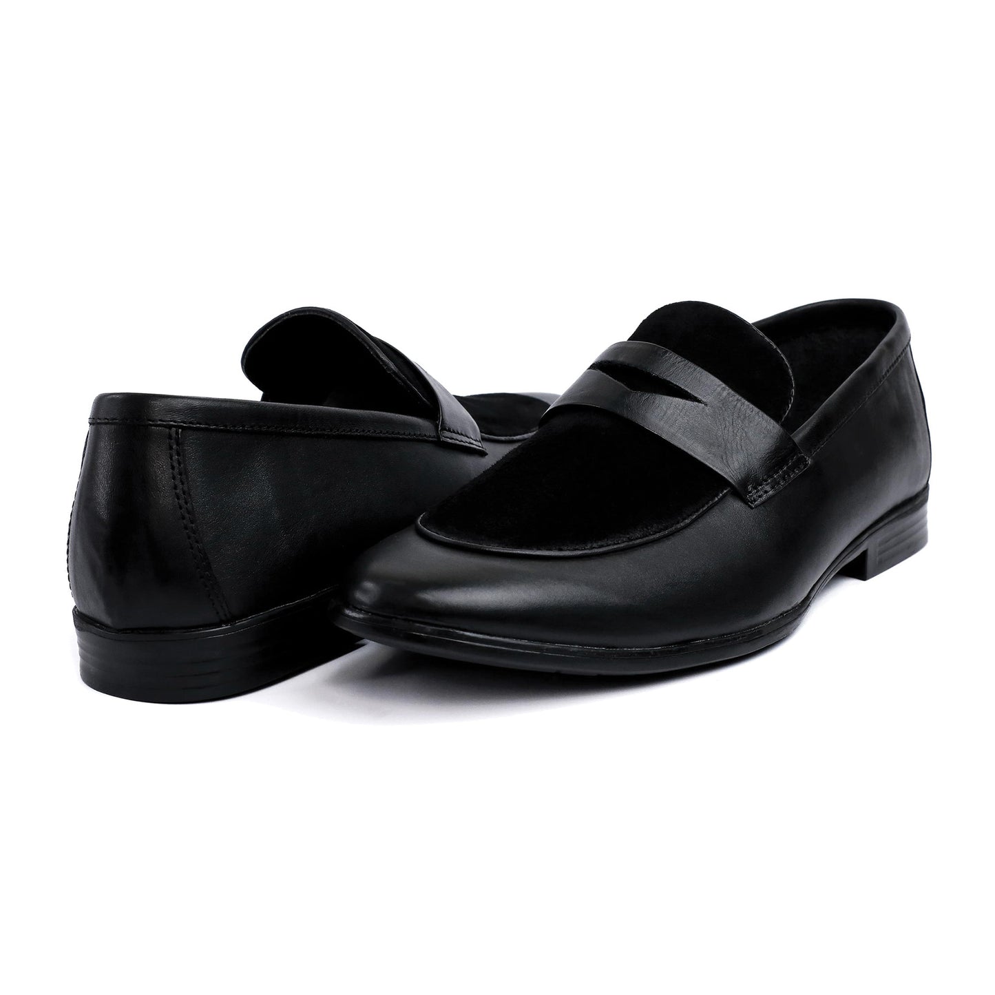 BLACK SPLIT LEATHER SHOES