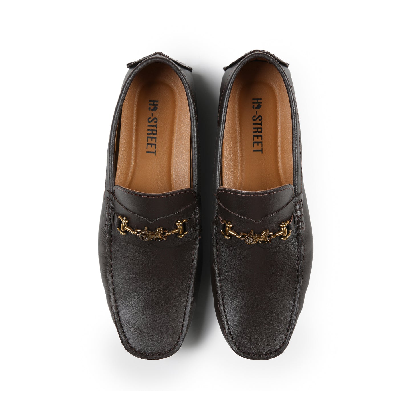 BROWN LEATHER BUCKLE MOCCASIN