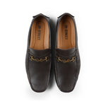BROWN LEATHER BUCKLE MOCCASIN