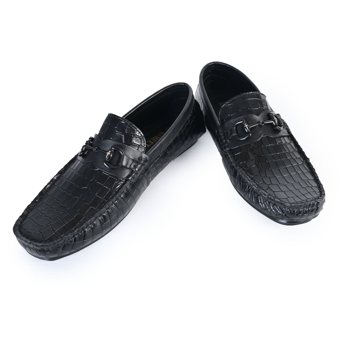 BLACK EMBOSSED LEATHER SHOES