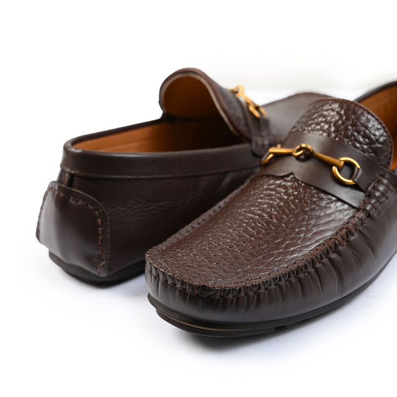 BLACK PEBLE GRAIN LEATHER MOCCASIN