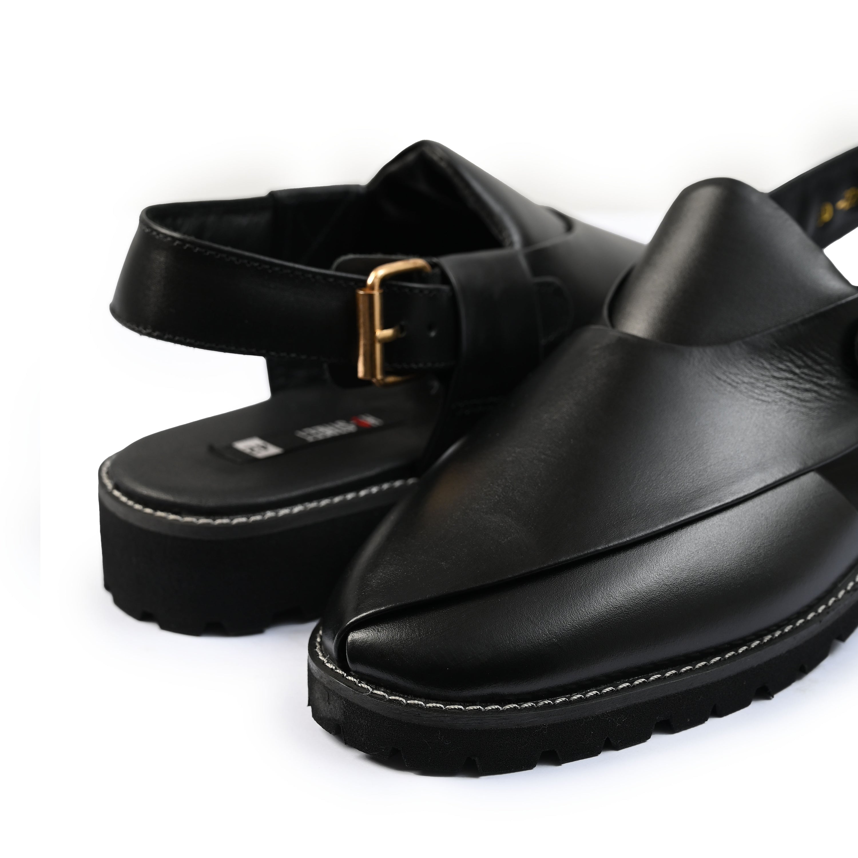 BLACK ANILINE LEATHER SANDAL