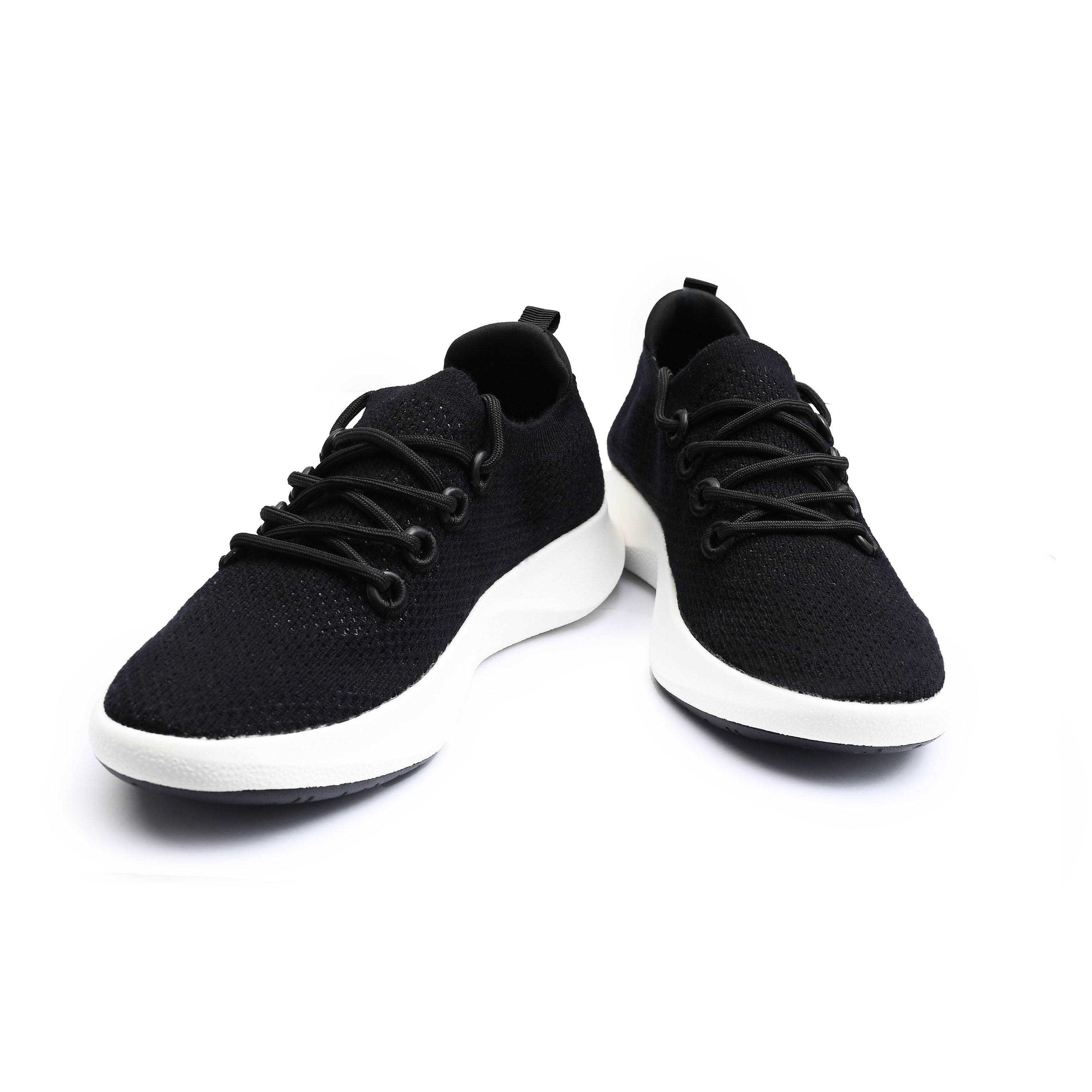 BLACK KNIT LACE UP SHOES