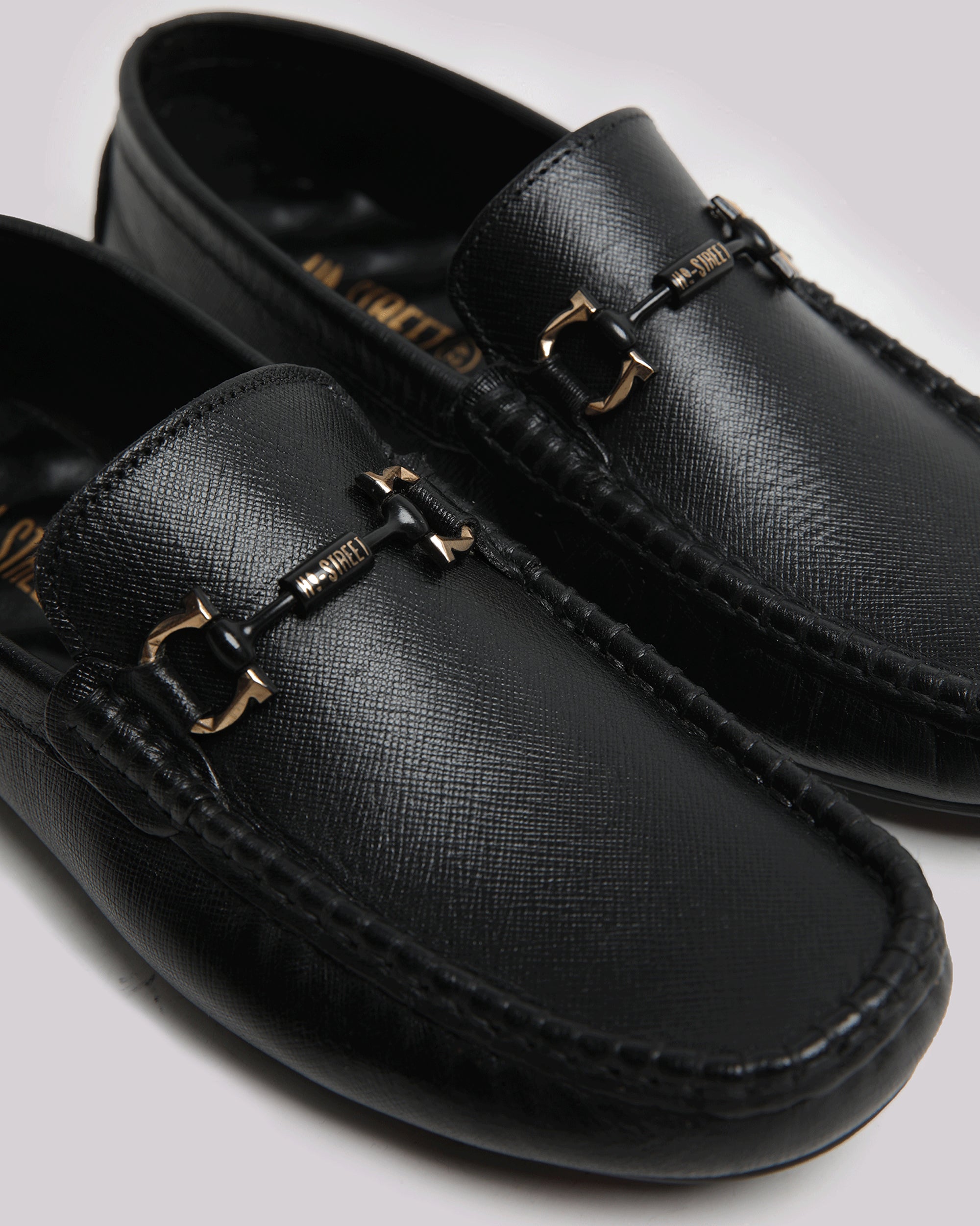 Black Textured Moccasin