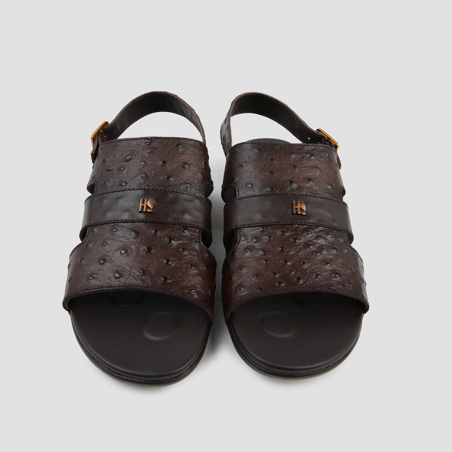 BROWN EMBOSSED LEATHER SANDAL