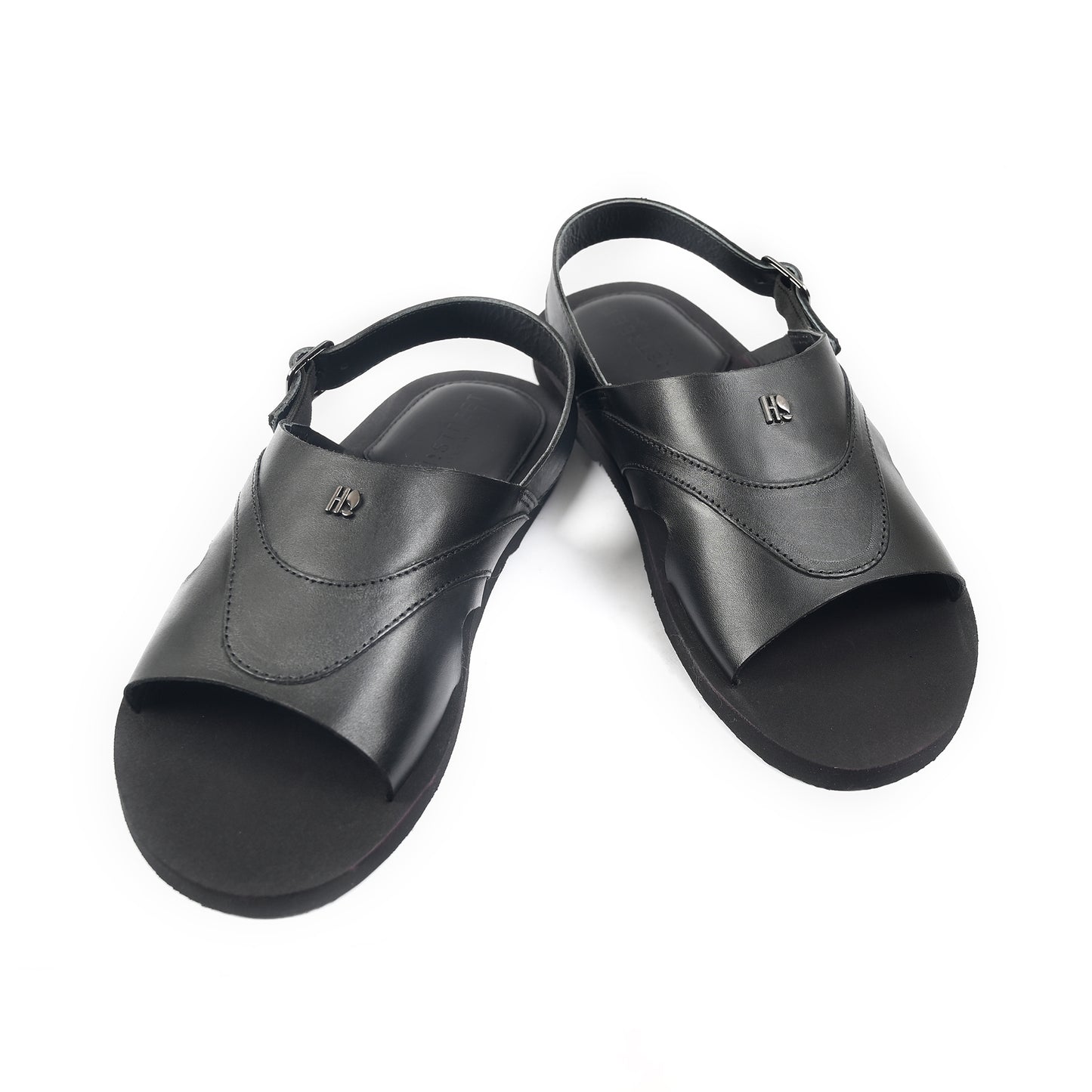 BLACK LEATHER COMFORT SANDAL