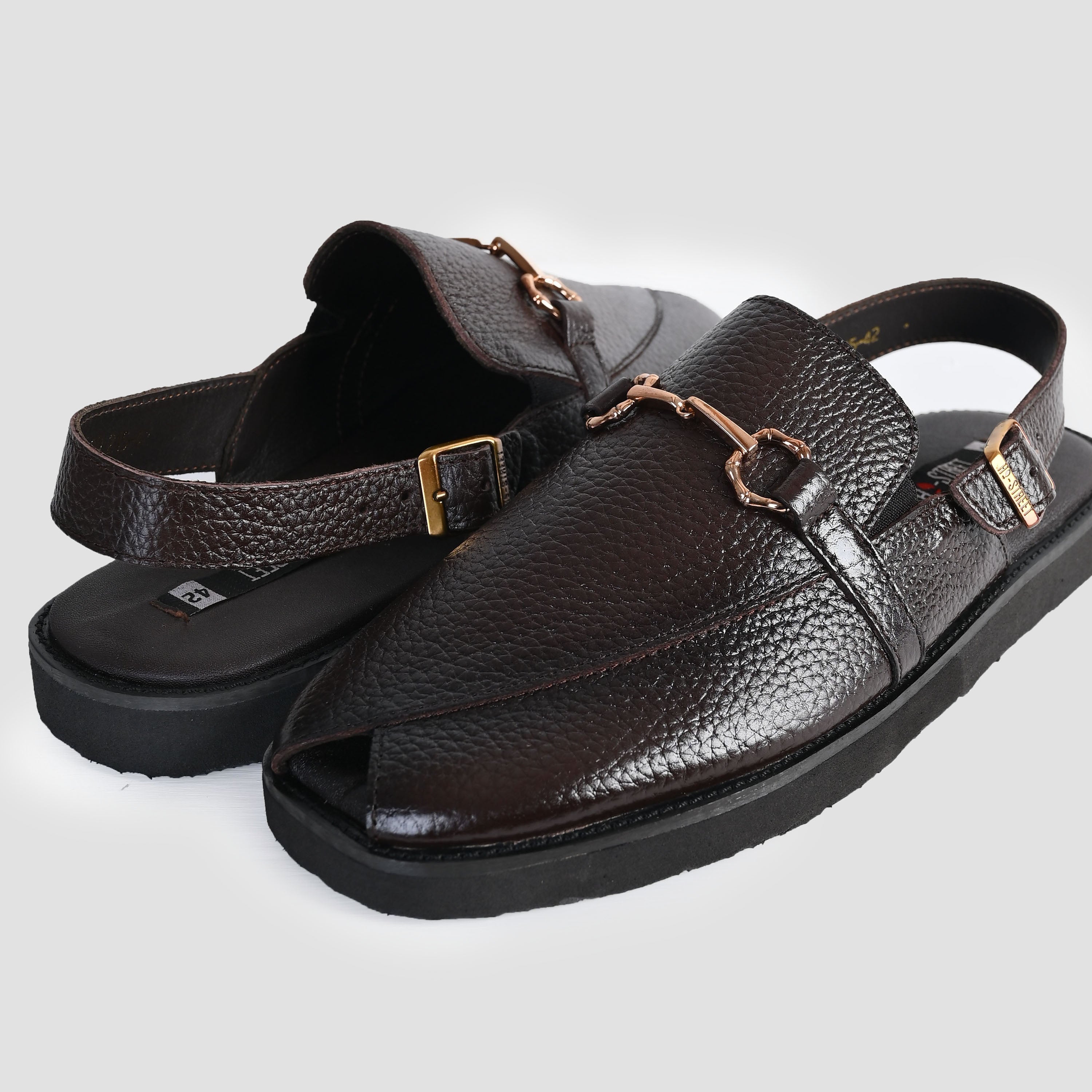 BROWN MILT LEATHER SANDAL