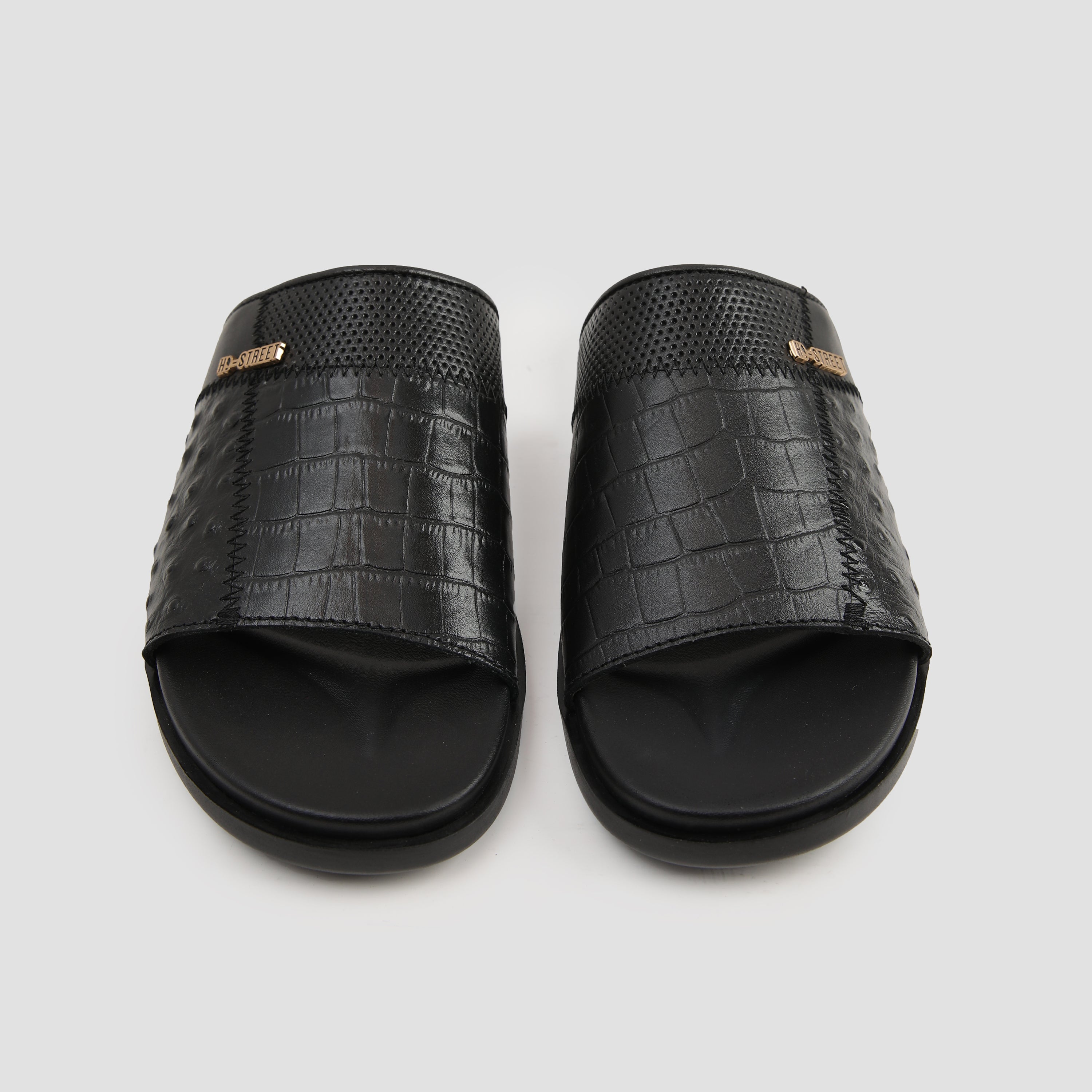 BLACK SPLIT LEATHER SLIPPER