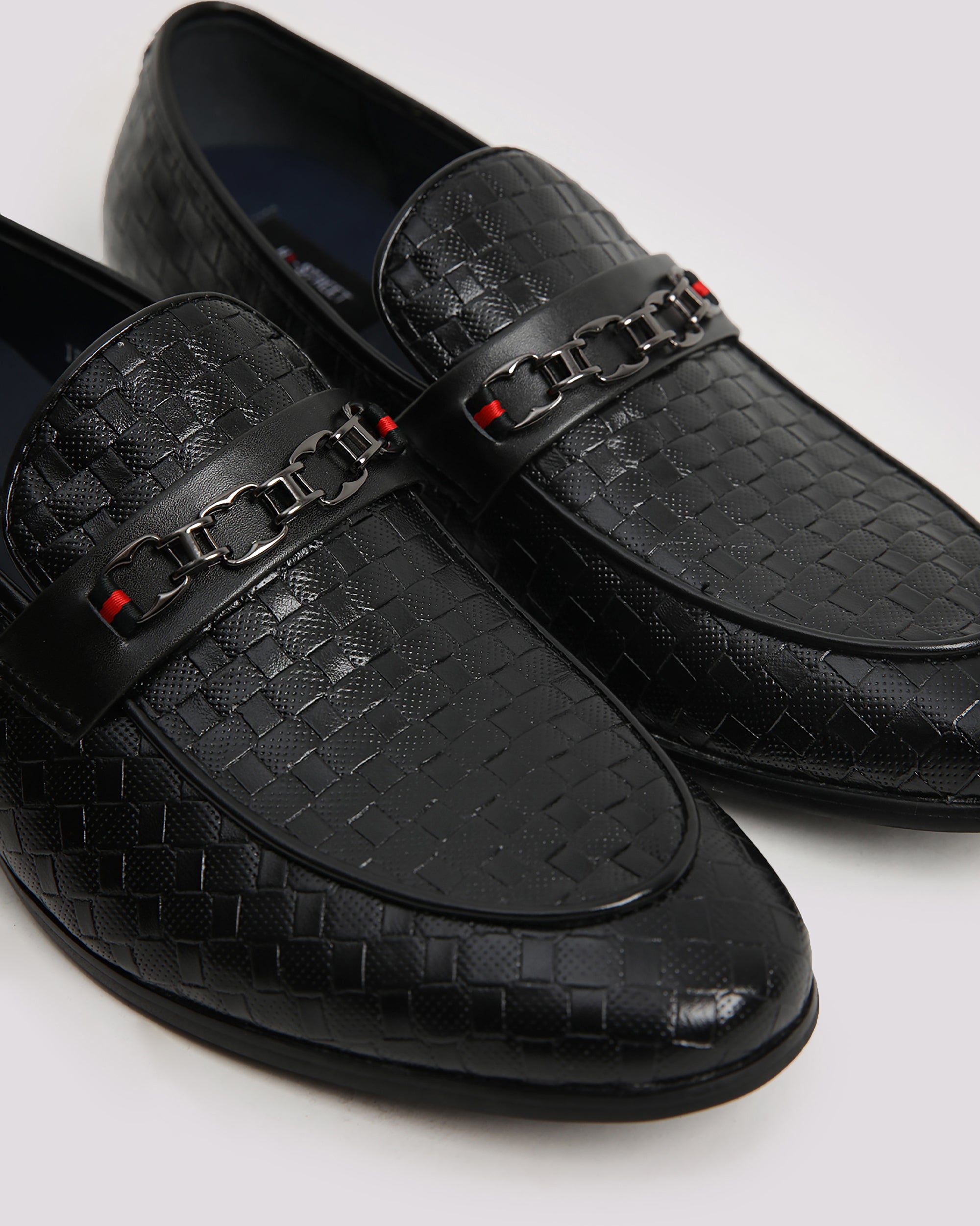 Black Embossed Leather Shoes