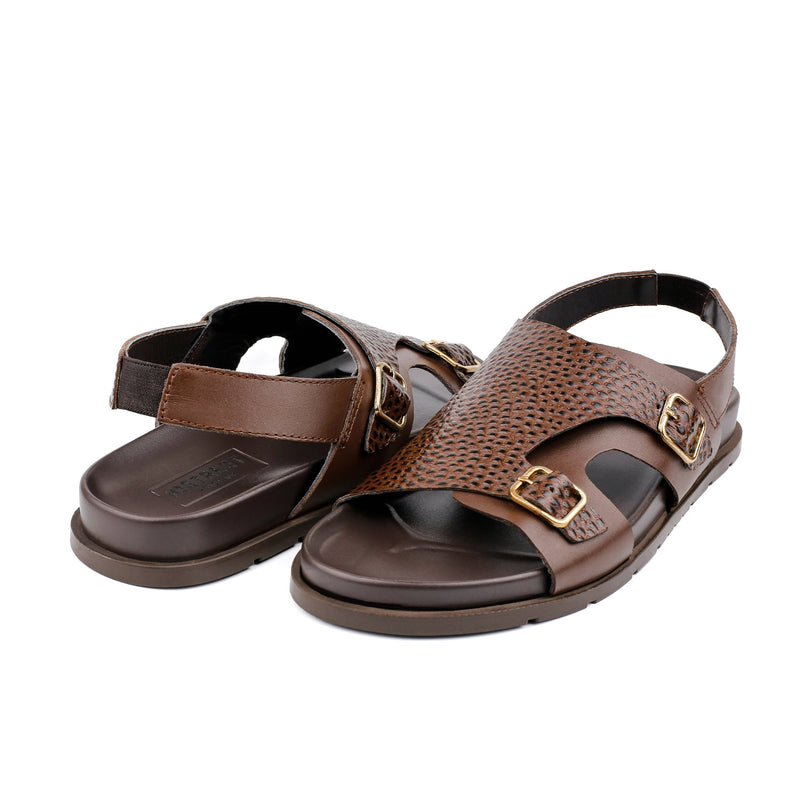 DOUBLE BUCKLE LEATHER SANDAL