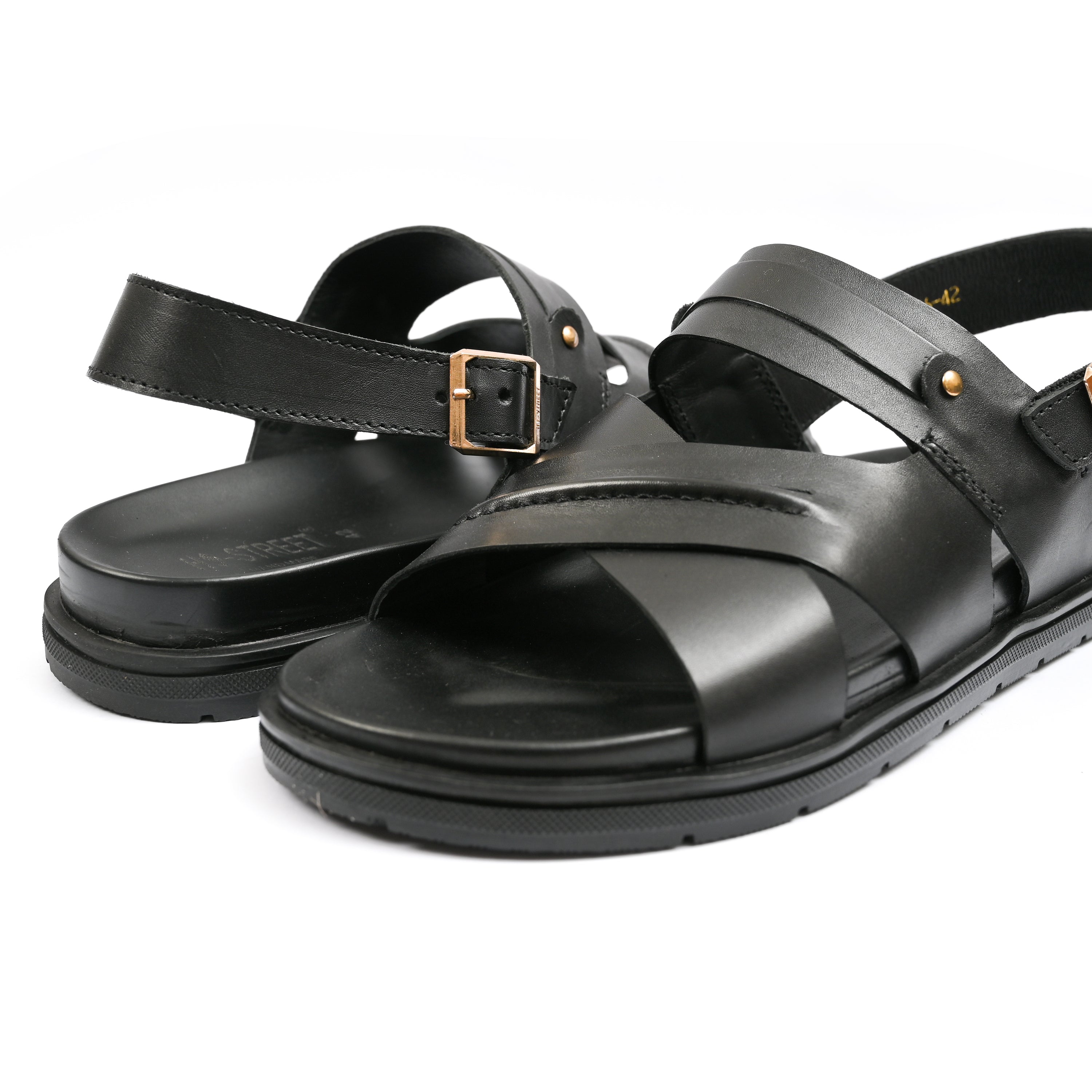 BLACK ANILINE LEATHER SANDAL