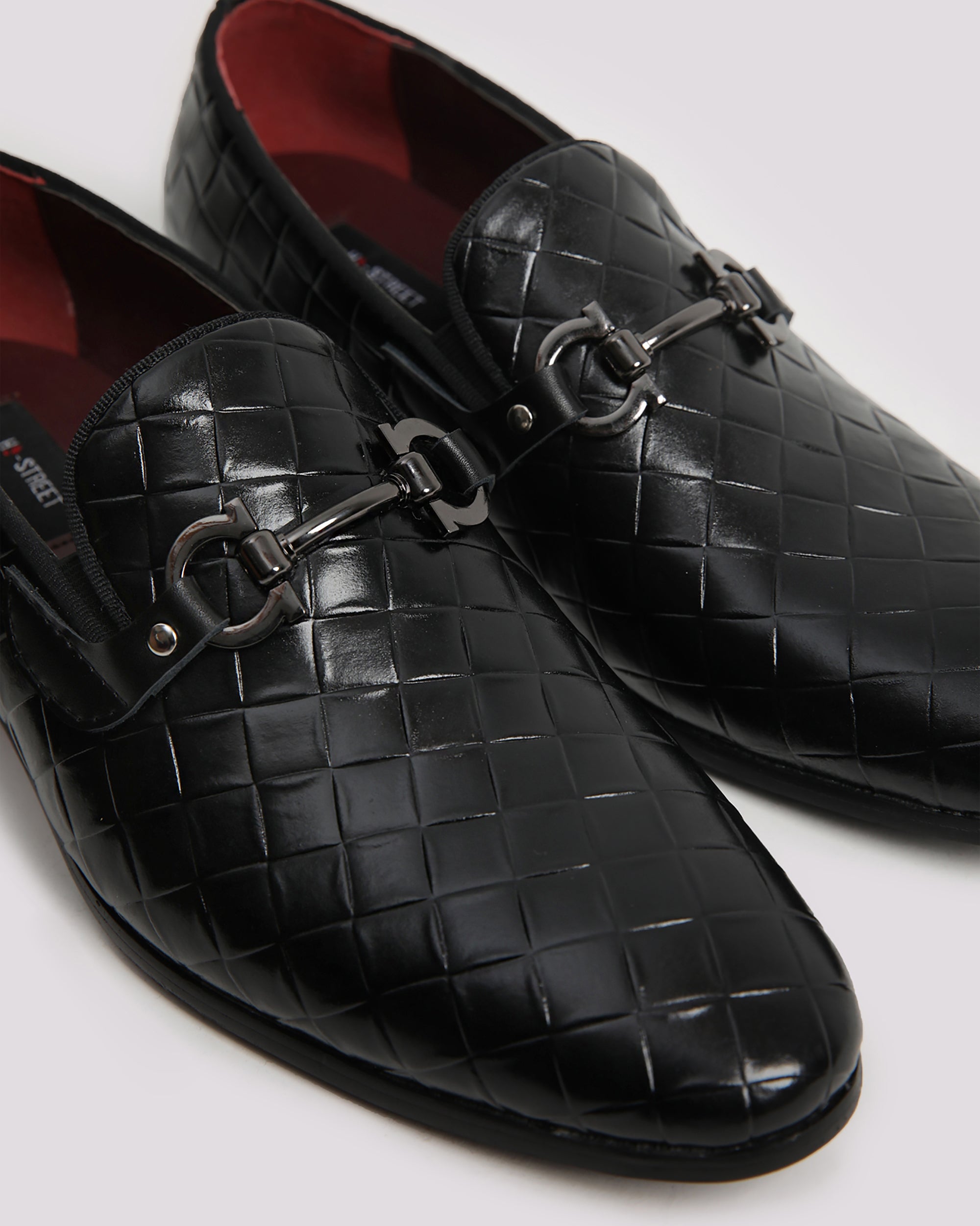 Black Embossed Leather Shoes