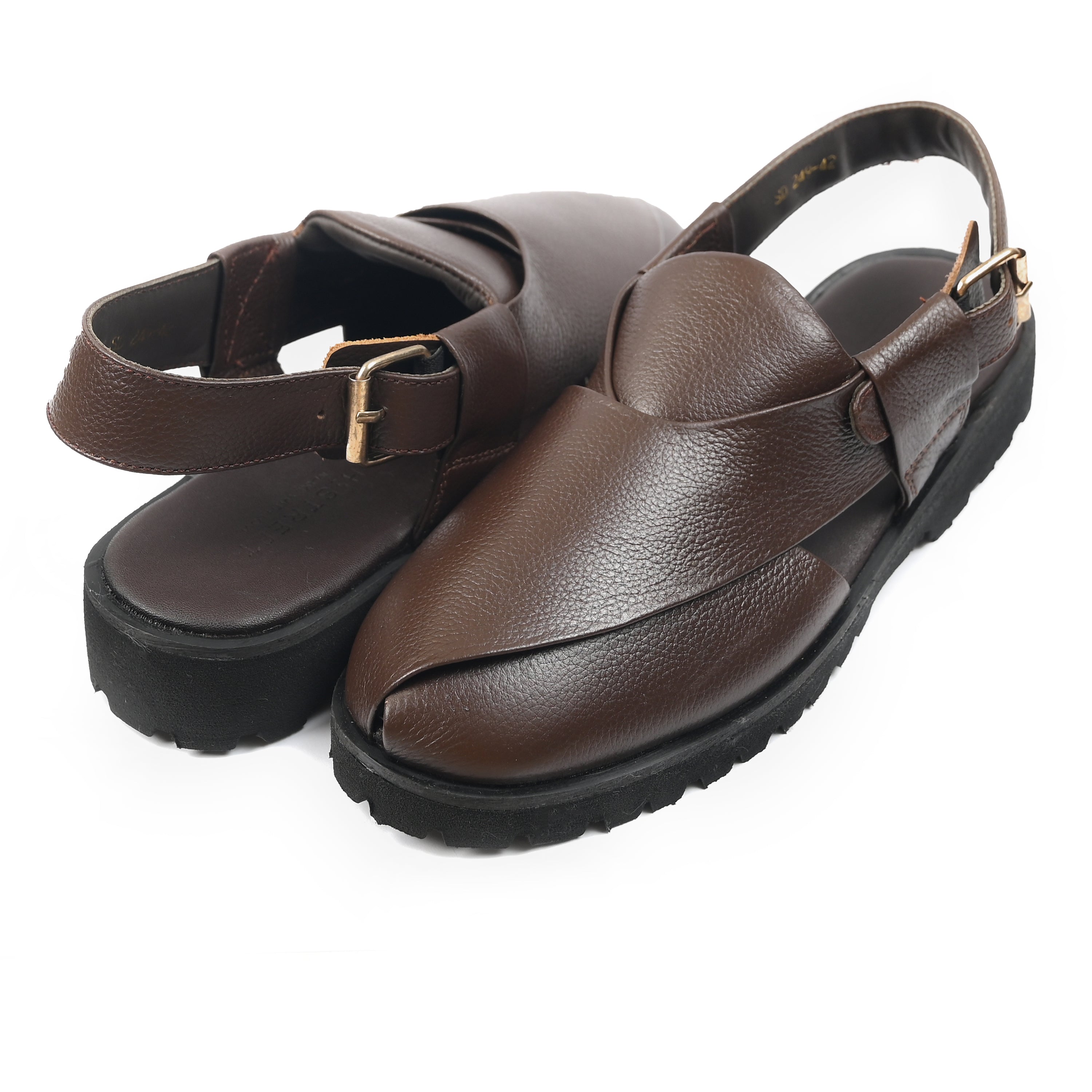 BROWN MILT LEATHER SANDAL
