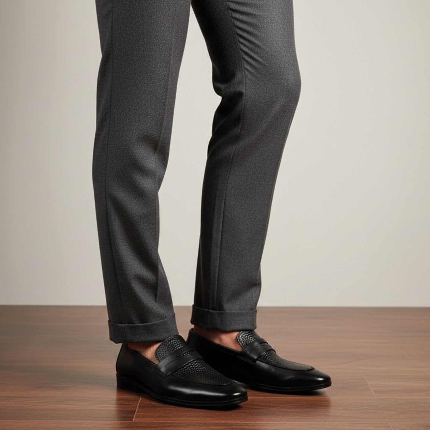 BLACK SPLIT LEATHER SHOES